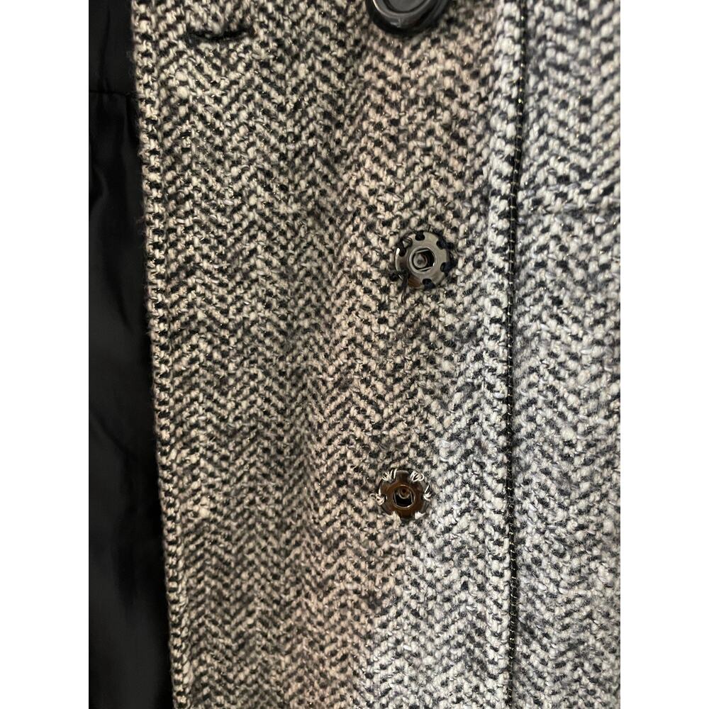 Blu:pepe Vintage Trench Coat with Belt Size Small Double Breasted Herringbone - Picture 6 of 12